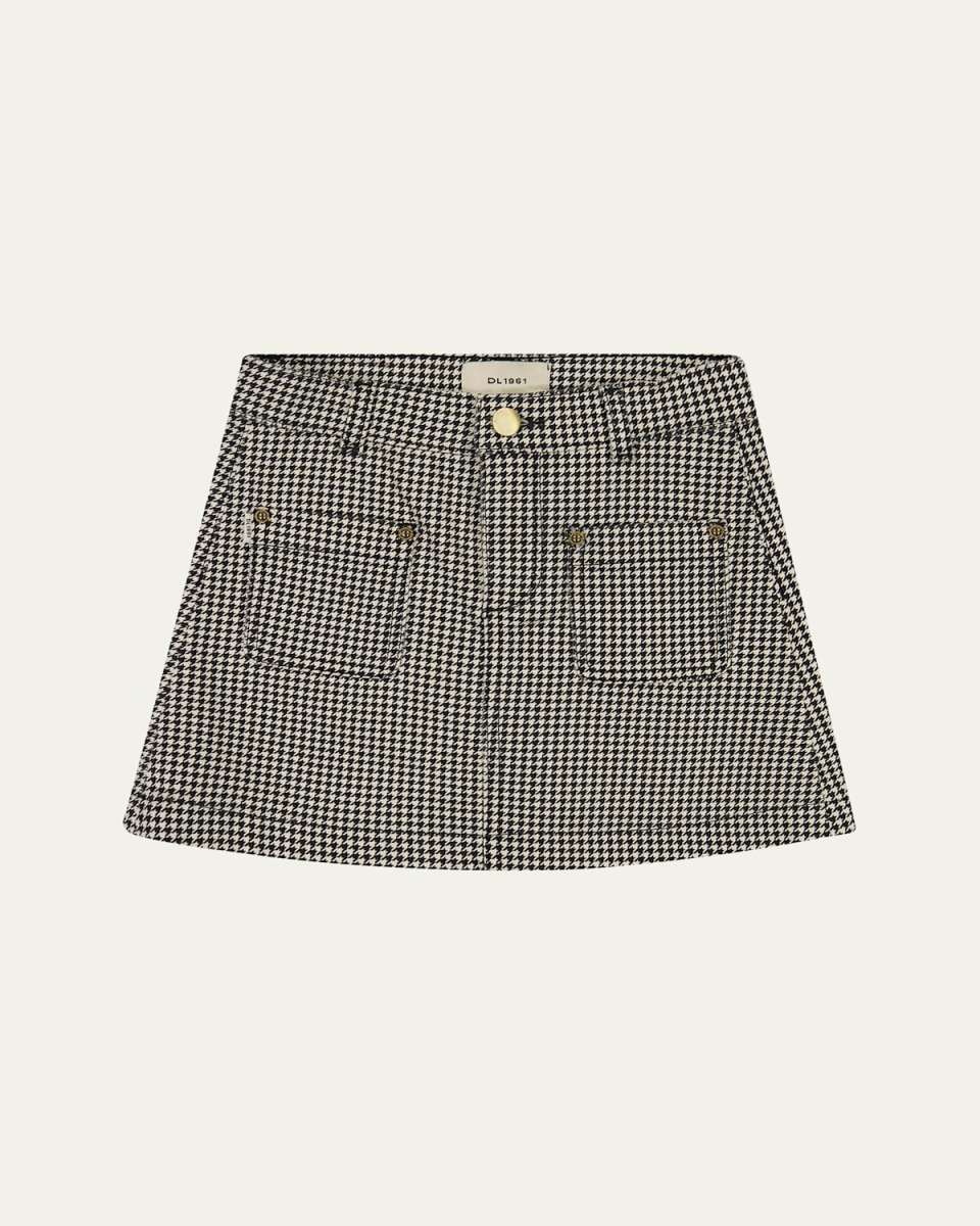 Girl's Jenny Houndstooth-Print Mini Skirt, Size 7-16